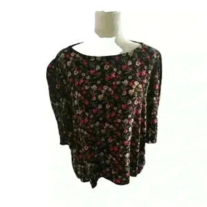 Draper James RSVP Floral Popover Crop Top 2X - Cottagecore, Rayon, Short Sleeve